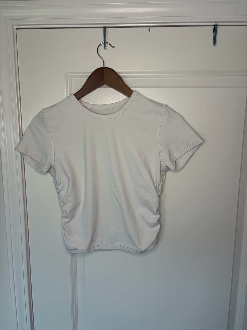 lululemon athletica White Short Sleeve Ruched Tee